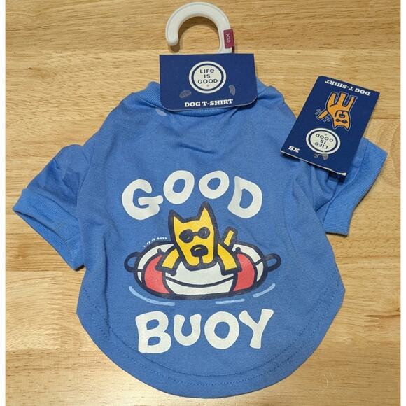 Life is Good "Good Buoy" Pet Dog T-shirt Short Sleeve Crew Neck Blue Tee Size XS - Picture 5 of 6